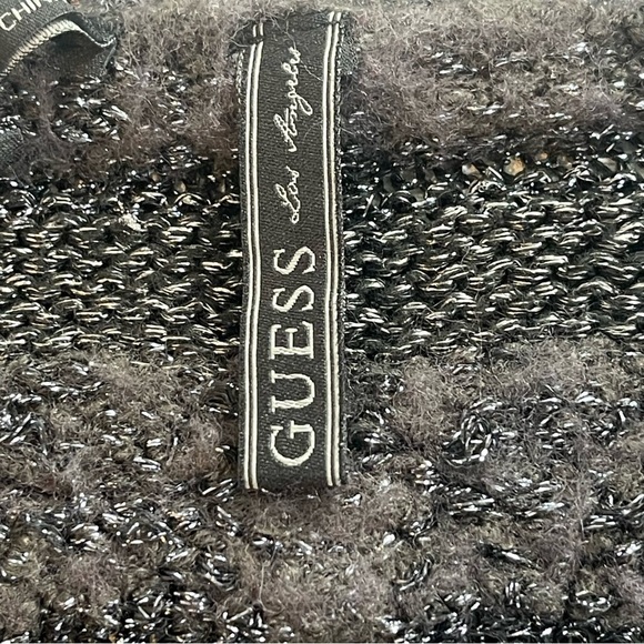Guess Wool Blend Metallic Thread V-Neck Sweater Extra Small - Picture 4 of 6